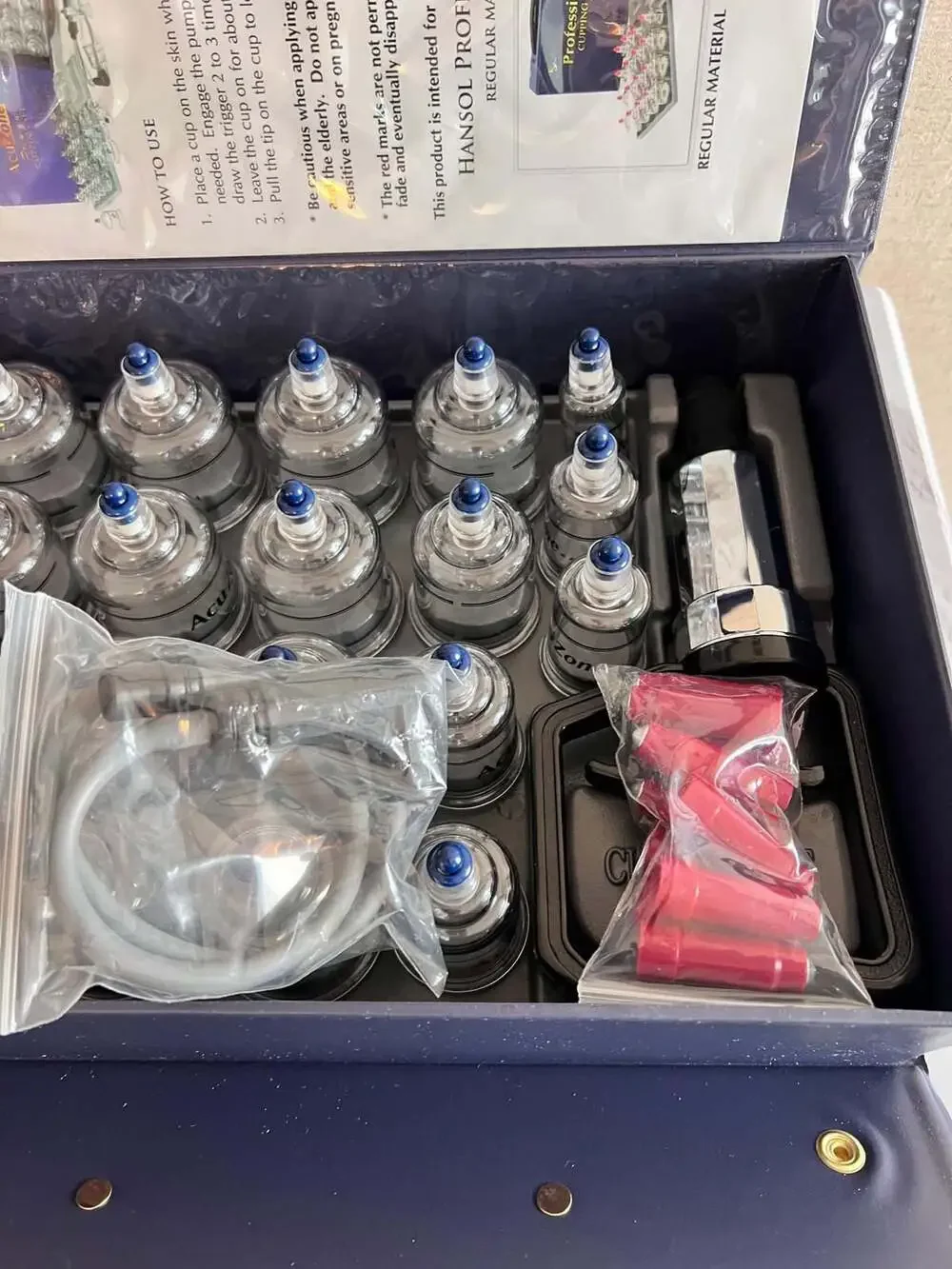 AcuZone Premium Cupping Set with 19 Plastic Cups and Hand Pump